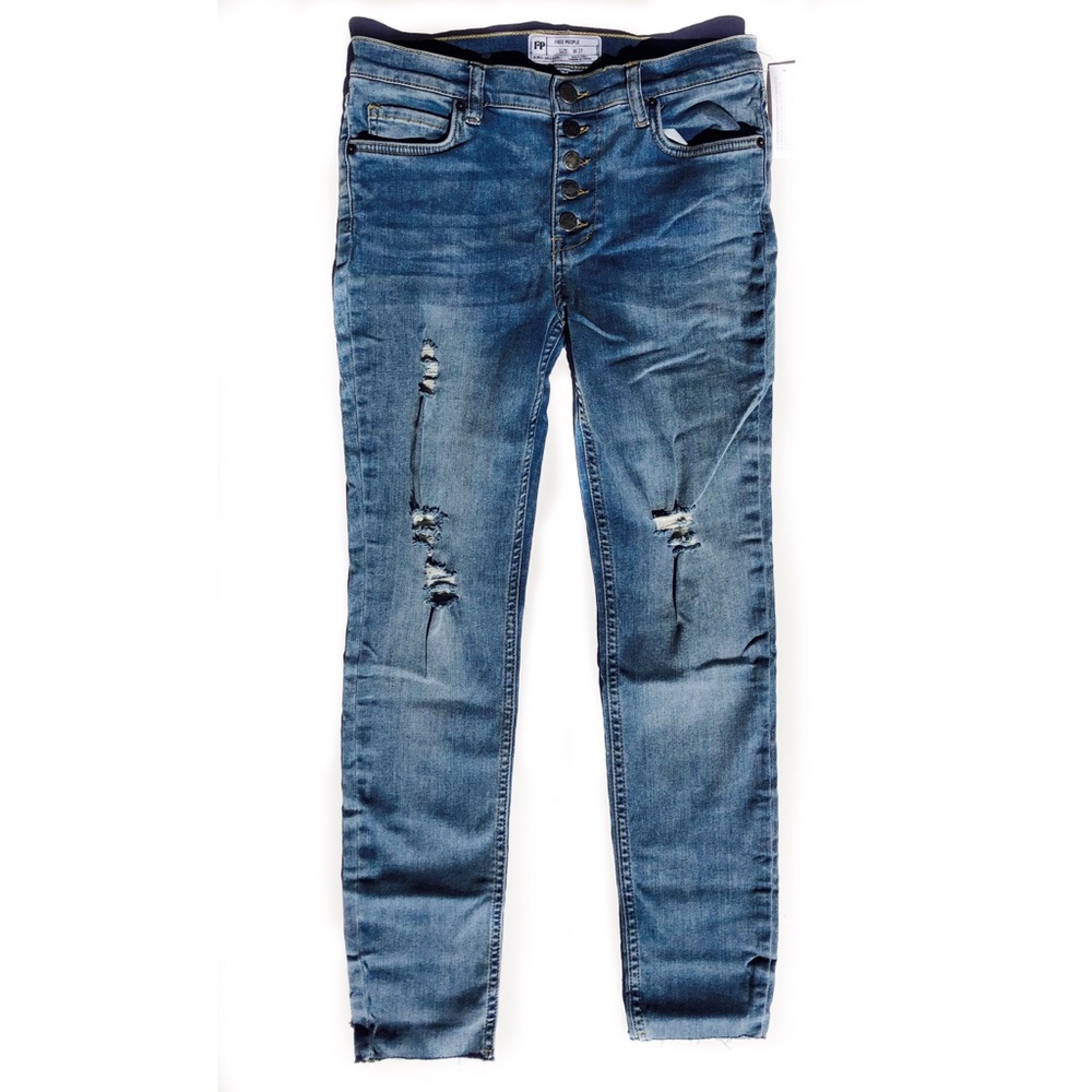 Free People Reagan Exposed Button Fly Jeans NWT - Picture 4 of 8